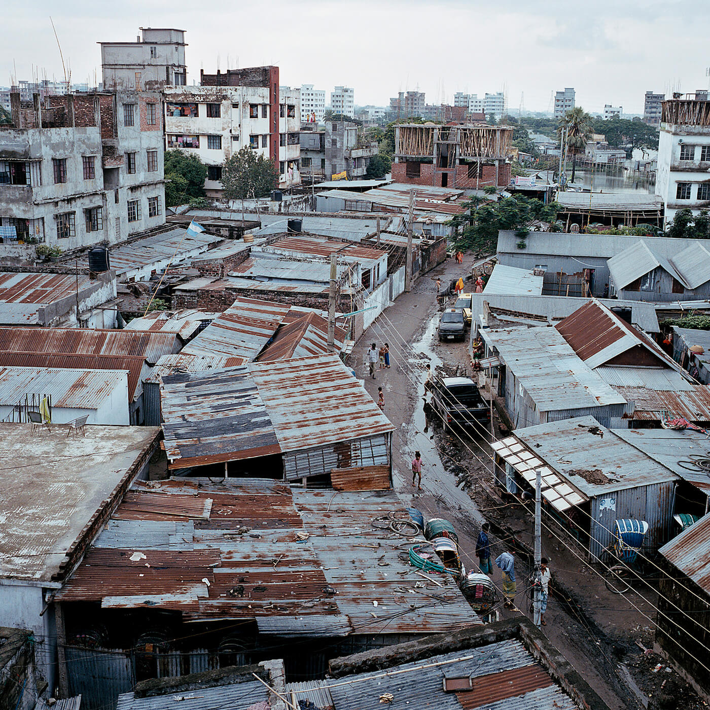 Rooftops from the crowded city of Dhaka